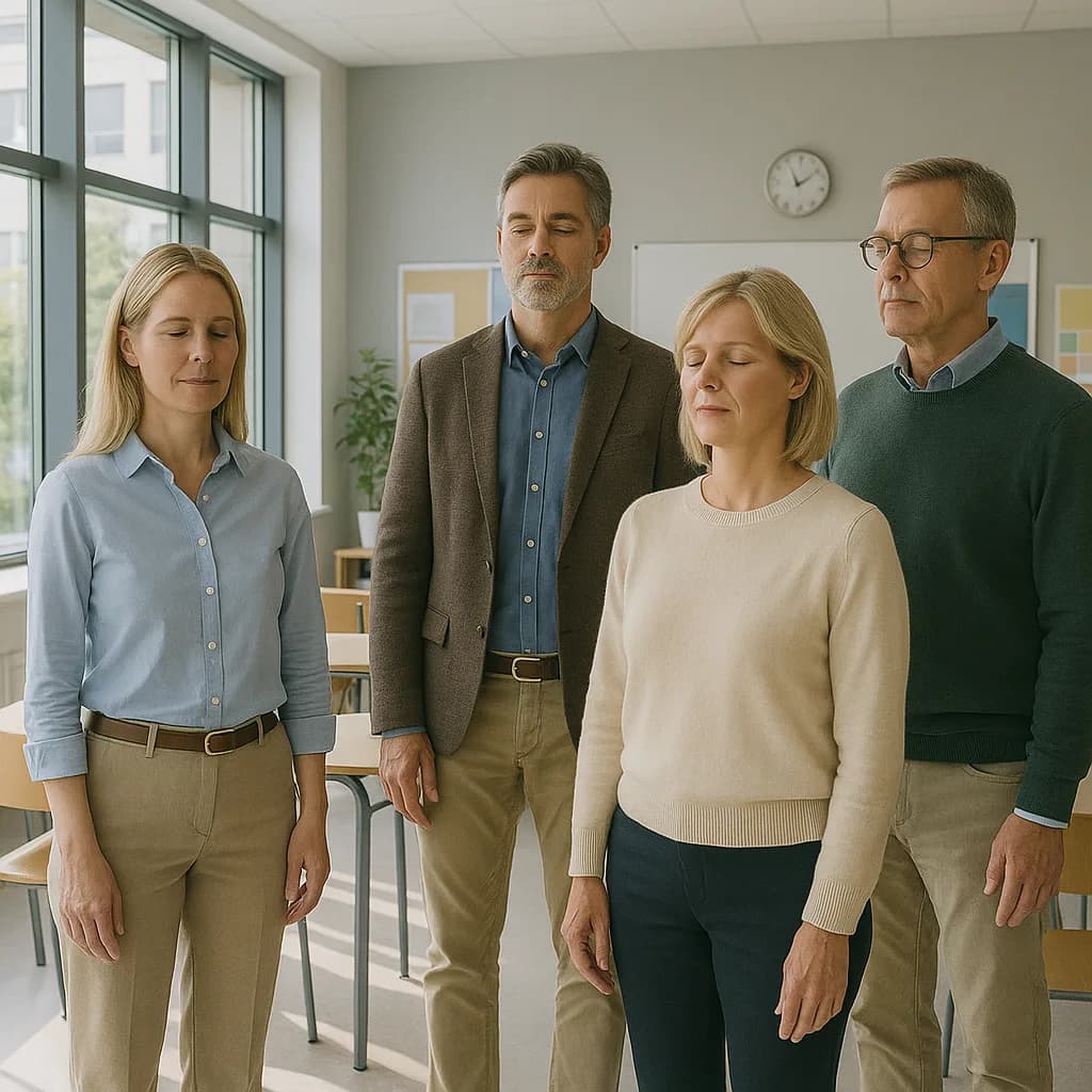 En mindfulnessguide som leder en process på företaget